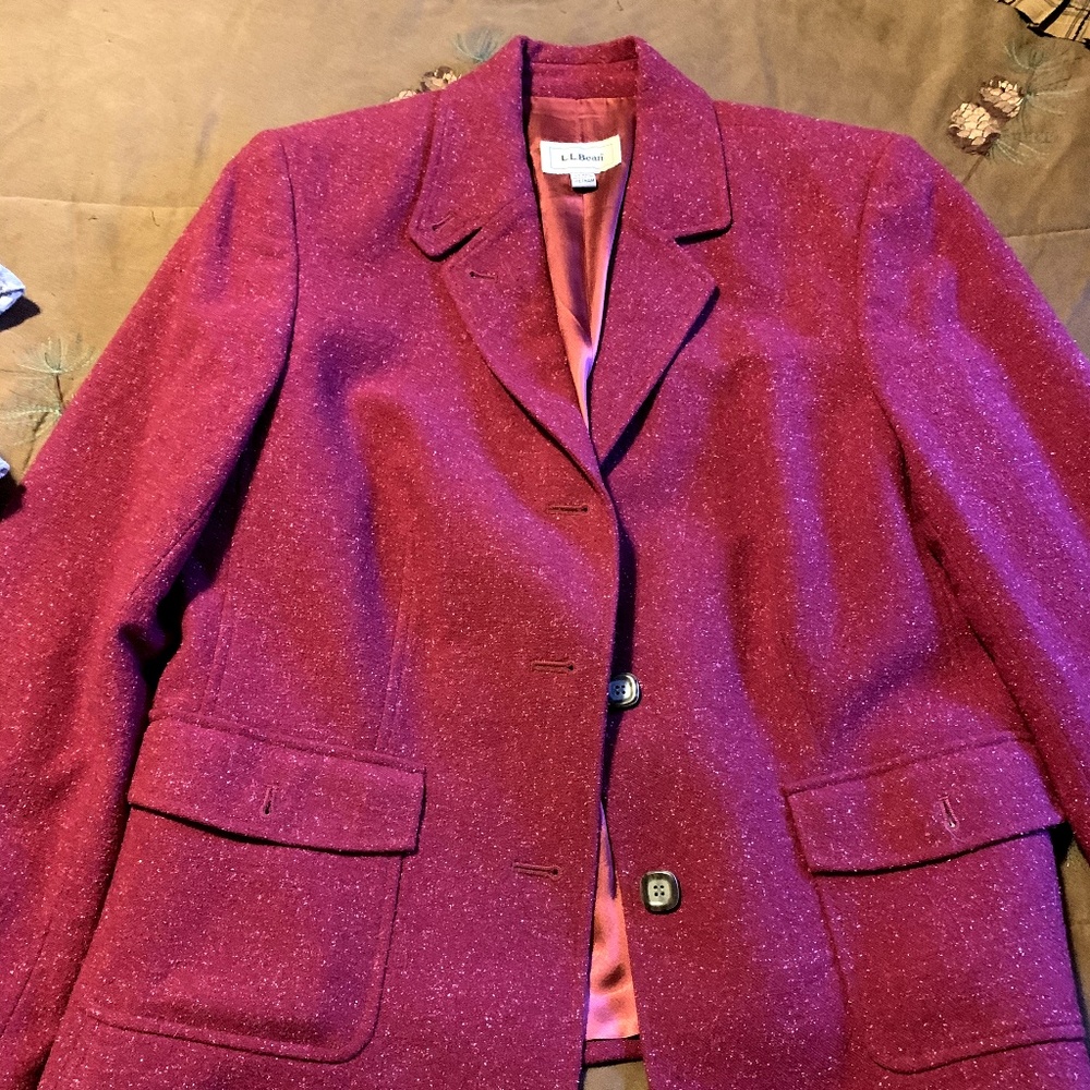LG Reg Red LL Bean Wool Blazer
